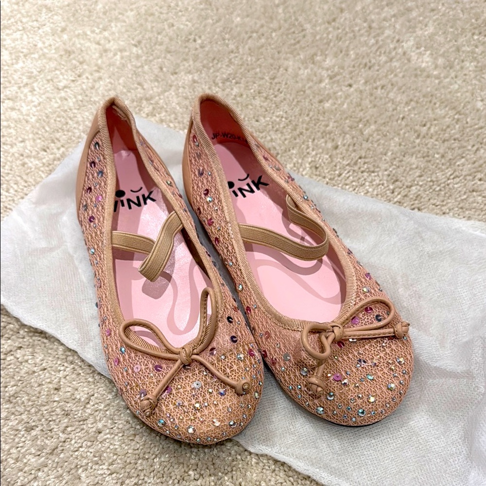 Nude Pink Sparkle Ballet Flats for Girls